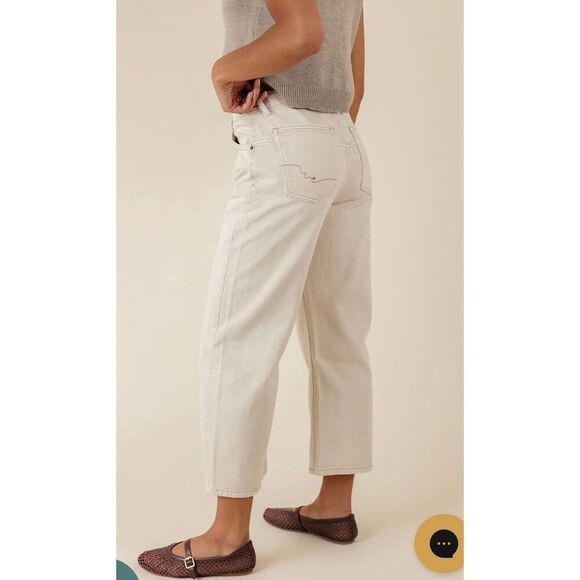 Free People Moxie Casual Khaki Crème Jean Pants Sz 27 NWT - Picture 5 of 8